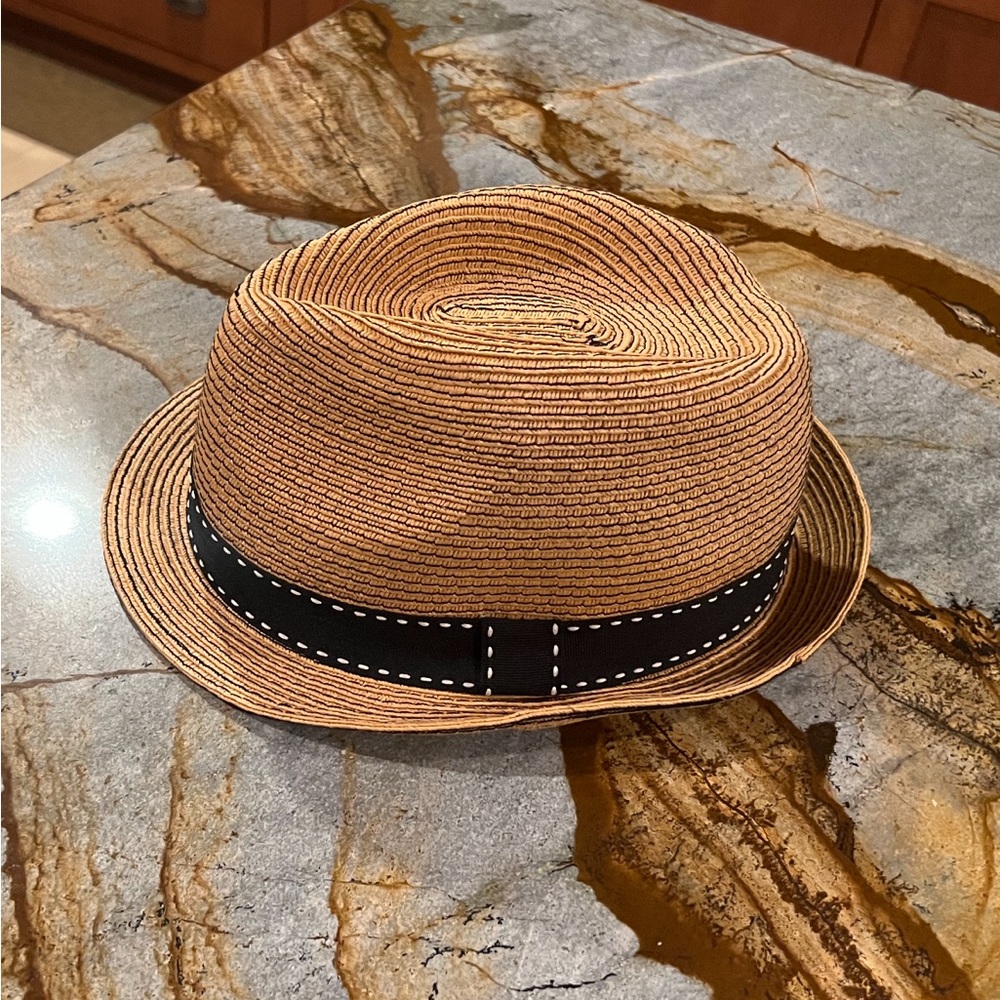 The Hatter Company Straw Fedora W/Black Grosgrain Whipstitched Ribbon #5117 🖤